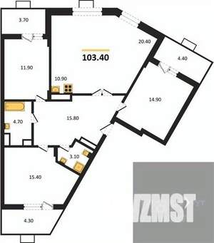 3-к квартира, вторичка, 103м2, 11/14 этаж