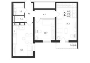 2-к квартира, вторичка, 61м2, 6/17 этаж