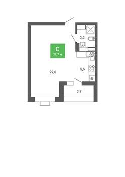 Студия квартира, строящийся дом, 40м2, 2/15 этаж