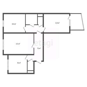 3-к квартира, вторичка, 63м2, 8/9 этаж