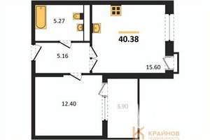 1-к квартира, вторичка, 40м2, 11/21 этаж