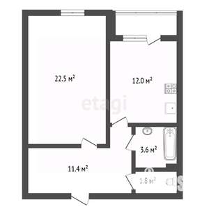 1-к квартира, вторичка, 51м2, 15/26 этаж