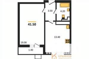 1-к квартира, вторичка, 42м2, 15/17 этаж