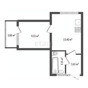 1-к квартира, вторичка, 30м2, 8/19 этаж