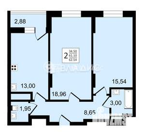 2-к квартира, строящийся дом, 63м2, 10/27 этаж