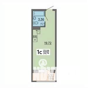 1-к квартира, строящийся дом, 25м2, 13/18 этаж
