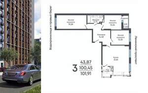 3-к квартира, строящийся дом, 102м2, 4/17 этаж