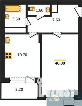 1-к квартира, вторичка, 40м2, 5/11 этаж