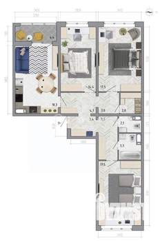 3-к квартира, строящийся дом, 95м2, 18/18 этаж