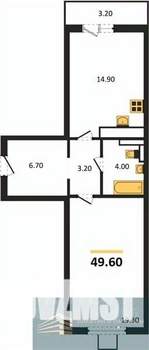 1-к квартира, вторичка, 50м2, 9/19 этаж