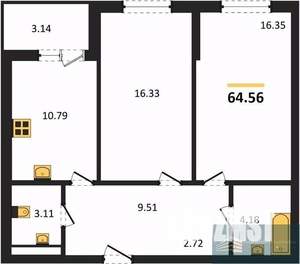 2-к квартира, вторичка, 65м2, 2/18 этаж