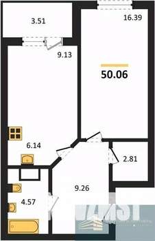1-к квартира, вторичка, 50м2, 8/18 этаж