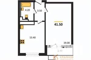 1-к квартира, вторичка, 42м2, 5/17 этаж