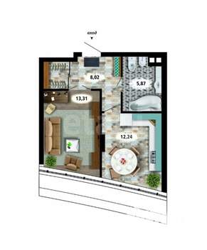1-к квартира, вторичка, 40м2, 10/20 этаж