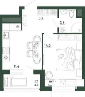 1-к квартира, вторичка, 37м2, 8/13 этаж