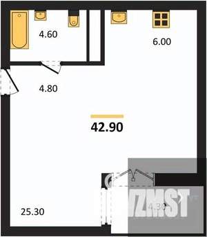 Студия квартира, вторичка, 43м2, 10/25 этаж