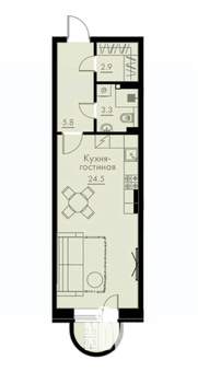Студия квартира, вторичка, 37м2, 4/5 этаж
