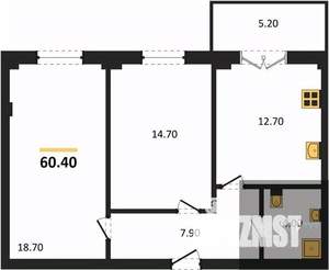 2-к квартира, вторичка, 60м2, 6/15 этаж