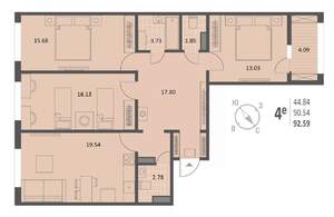 3-к квартира, вторичка, 93м2, 5/18 этаж