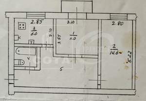2-к квартира, вторичка, 45м2, 2/2 этаж