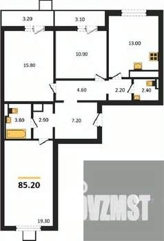 3-к квартира, вторичка, 85м2, 18/19 этаж