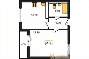 1-к квартира, вторичка, 35м2, 14/17 этаж