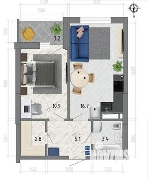 1-к квартира, строящийся дом, 41м2, 13/18 этаж