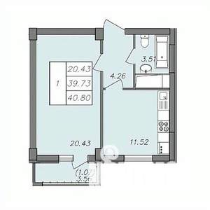 1-к квартира, строящийся дом, 41м2, 12/13 этаж