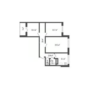 3-к квартира, вторичка, 67м2, 9/10 этаж