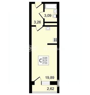 Студия квартира, строящийся дом, 27м2, 25/27 этаж