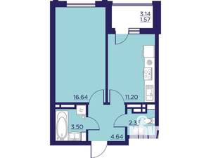 1-к квартира, вторичка, 40м2, 15/18 этаж