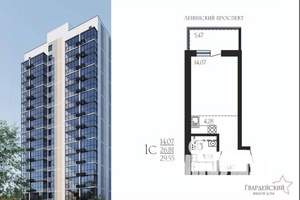 Студия квартира, строящийся дом, 30м2, 5/16 этаж