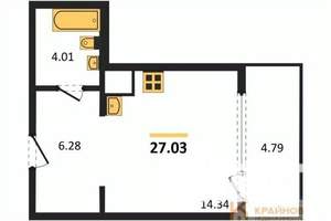 Студия квартира, сданный дом, 27м2, 18/21 этаж