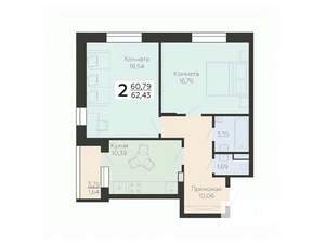 2-к квартира, вторичка, 62м2, 8/18 этаж