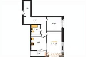 2-к квартира, вторичка, 58м2, 20/25 этаж