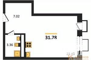Студия квартира, вторичка, 32м2, 7/21 этаж