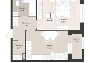 1-к квартира, вторичка, 44м2, 4/12 этаж
