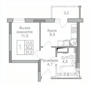 1-к квартира, вторичка, 31м2, 22/25 этаж