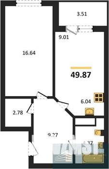 1-к квартира, вторичка, 50м2, 17/18 этаж