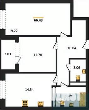 2-к квартира, вторичка, 66м2, 18/18 этаж