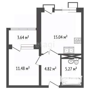 1-к квартира, вторичка, 39м2, 14/21 этаж