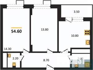 2-к квартира, вторичка, 55м2, 9/13 этаж
