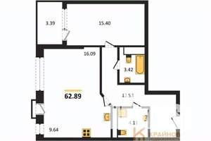 2-к квартира, сданный дом, 63м2, 19/21 этаж