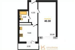 1-к квартира, вторичка, 40м2, 20/25 этаж