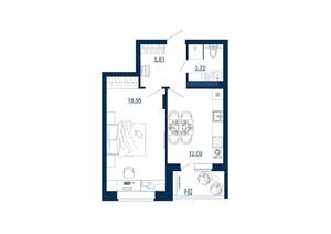 1-к квартира, вторичка, 42м2, 15/17 этаж