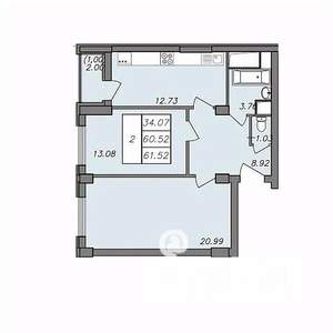 2-к квартира, вторичка, 60м2, 13/13 этаж