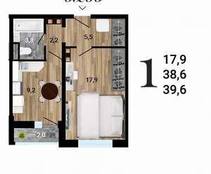 1-к квартира, строящийся дом, 39м2, 10/15 этаж