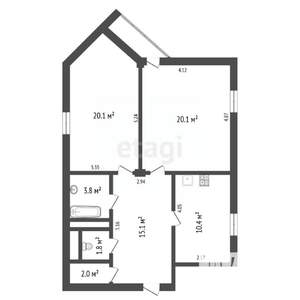 2-к квартира, вторичка, 73м2, 9/16 этаж