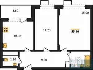 2-к квартира, вторичка, 56м2, 5/11 этаж