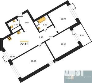 3-к квартира, вторичка, 72м2, 10/11 этаж